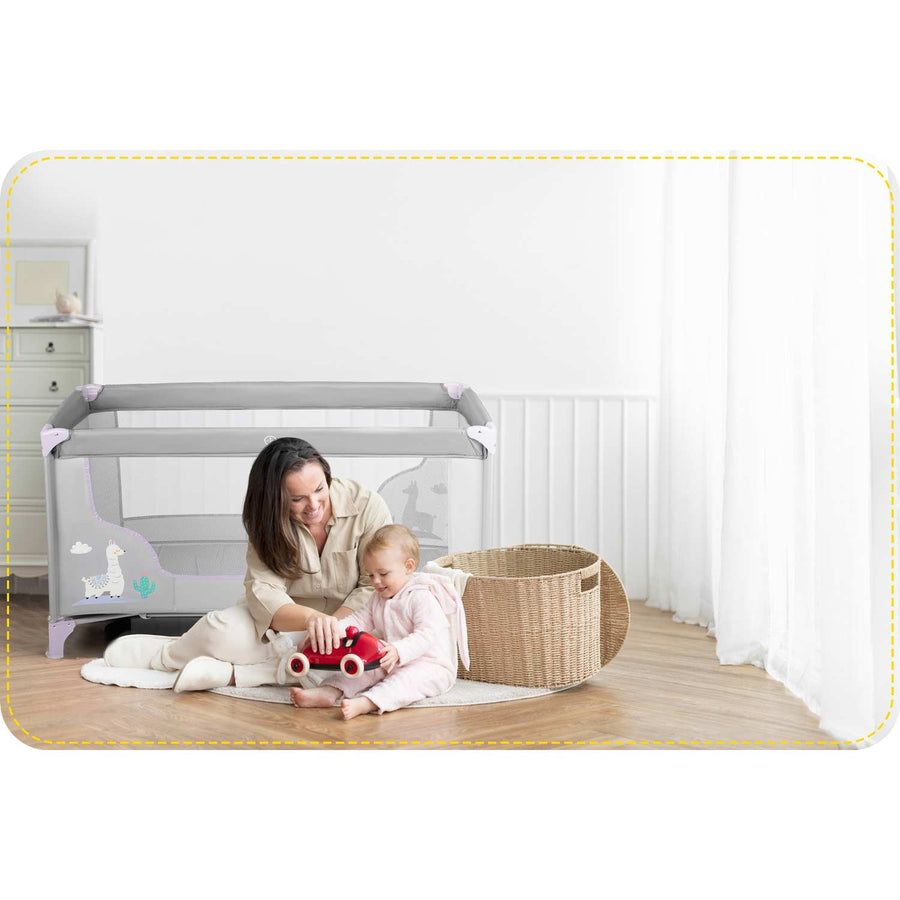 Rejseseng til børn - Foldbar, sikker og praktisk med sideindgang - 125x65x78 cm