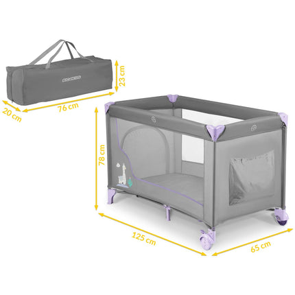 Rejseseng til børn - Foldbar, sikker og praktisk med sideindgang - 125x65x78 cm
