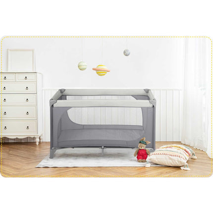 Rejseseng til børn - Foldbar, sikker og praktisk med madras og taske - 125x65x78 cm