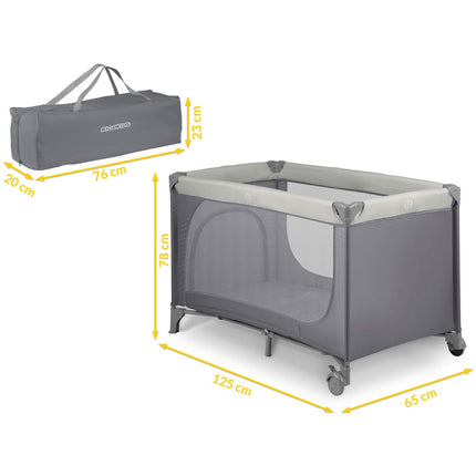 Rejseseng til børn - Foldbar, sikker og praktisk med madras og taske - 125x65x78 cm