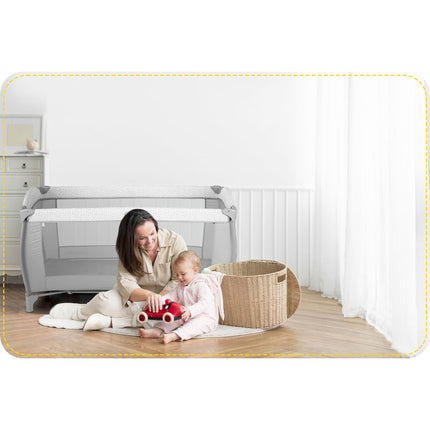 Rejseseng 125x65x78 cm - Praktisk og sikker til børn, foldbar med myggenet og puslebord