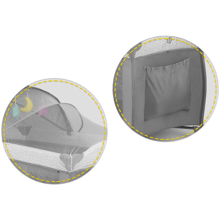 Rejseseng 125x65x78 cm - Praktisk og sikker til børn, foldbar med myggenet og puslebord