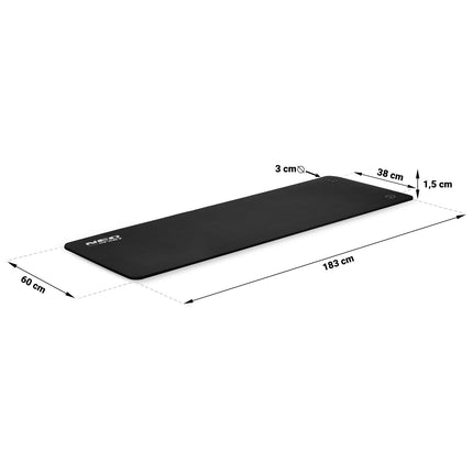 Træningsmåtte med huller 183 x 60 cm - Skridsikker, vandafvisende og komfortabel til yoga, pilates og fitness