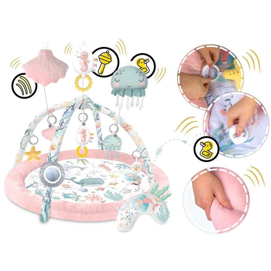 Interaktiv aktivitetsmåtte til baby med multifunktionelt legetøj og blød pude - Ocean design
