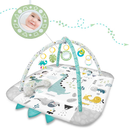 Interaktiv 3-i-1 lege måtte til baby med multifunktionelt legetøj og gratis pude - 110 x 100 cm