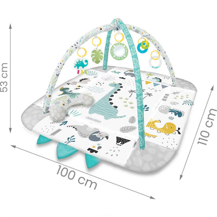 Interaktiv 3-i-1 lege måtte til baby med multifunktionelt legetøj og gratis pude - 110 x 100 cm