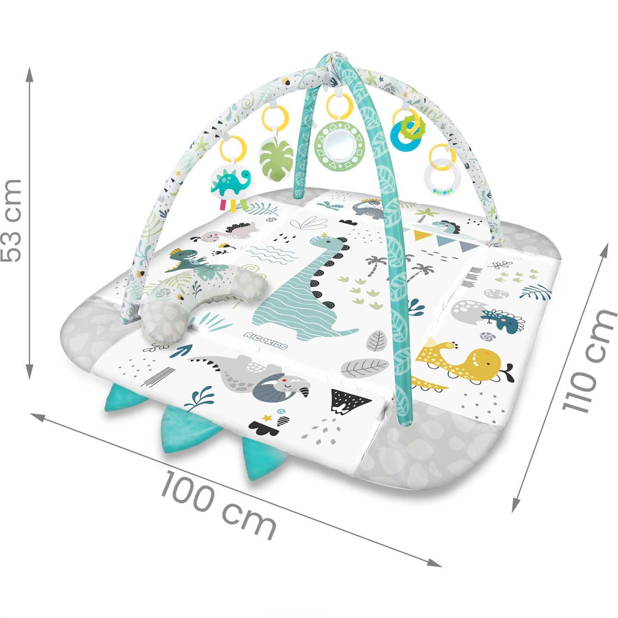 Interaktiv 3-i-1 lege måtte til baby med multifunktionelt legetøj og gratis pude - 110 x 100 cm