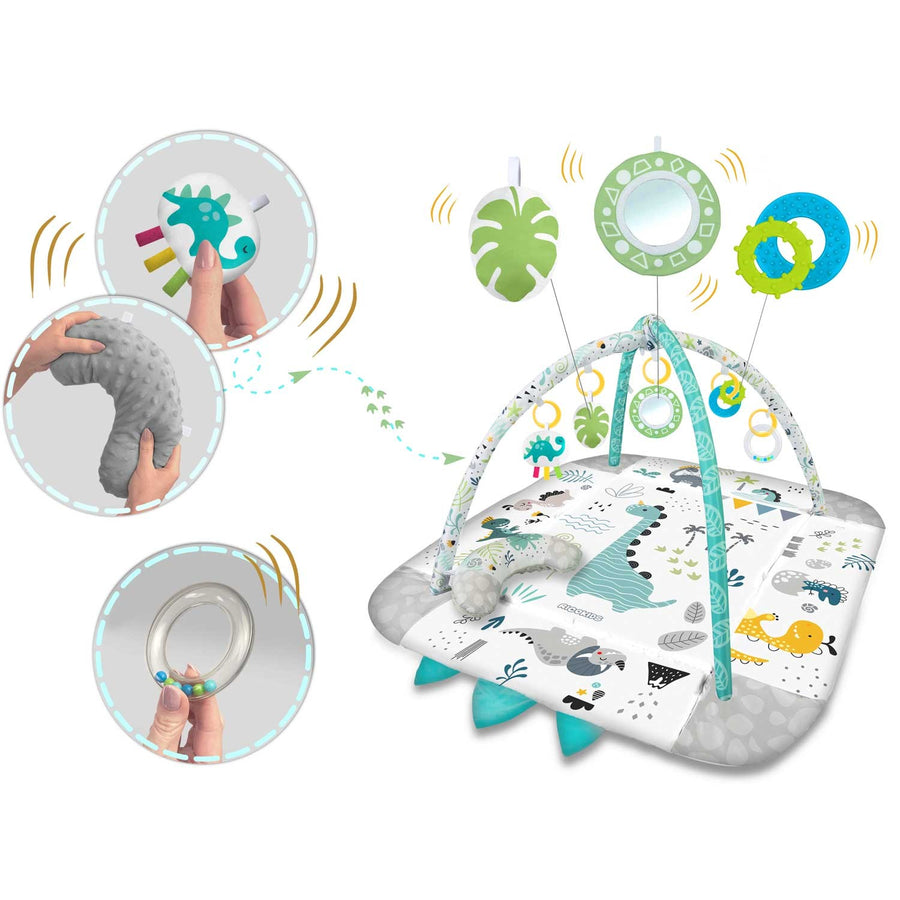 Interaktiv 3-i-1 lege måtte til baby med multifunktionelt legetøj og gratis pude - 110 x 100 cm
