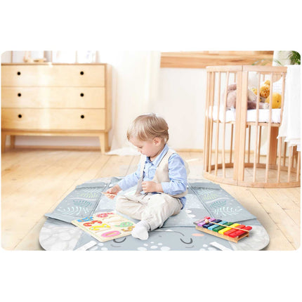 Interaktiv 3-i-1 lege måtte til baby med multifunktionelt legetøj og gratis pude - 110 x 100 cm