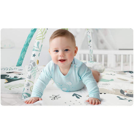 Interaktiv 3-i-1 lege måtte til baby med multifunktionelt legetøj og gratis pude - 110 x 100 cm