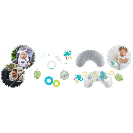 Interaktiv 3-i-1 lege måtte til baby med multifunktionelt legetøj og gratis pude - 110 x 100 cm