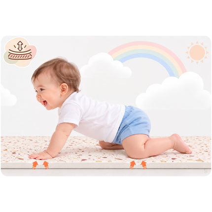 Skumpuslemåtte til børn 175 x 118 cm – 6 store puslebrikker, 1,3 cm tyk, beige