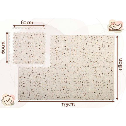 Skumpuslemåtte til børn 175 x 118 cm – 6 store puslebrikker, 1,3 cm tyk, beige