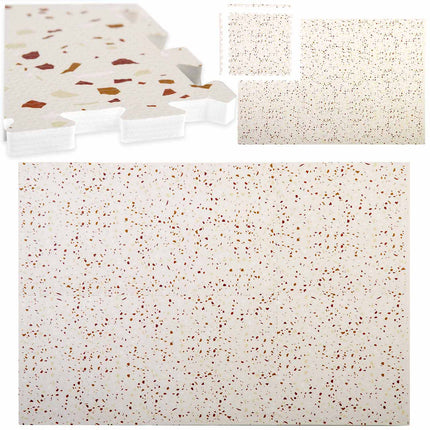Skumpuslemåtte til børn 175 x 118 cm – 6 store puslebrikker, 1,3 cm tyk, beige
