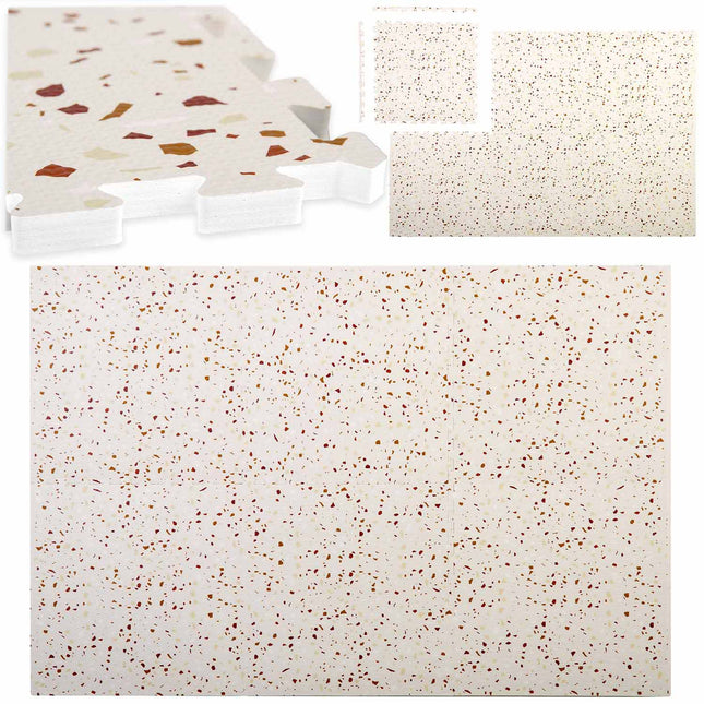 Skumpuslemåtte til børn 175 x 118 cm – 6 store puslebrikker, 1,3 cm tyk, beige