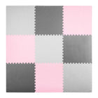 Skummåtte til børn 180x180 cm - Puslespilsmåtte i grå og rosa til leg og læring