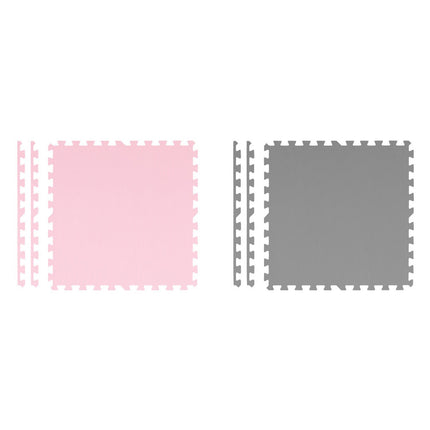Skummåtte til børn 180x180 cm - Puslespilsmåtte i grå og rosa til leg og læring