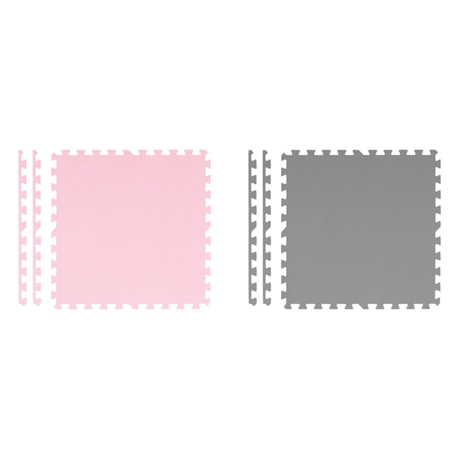 Skummåtte til børn 180x180 cm - Puslespilsmåtte i grå og rosa til leg og læring