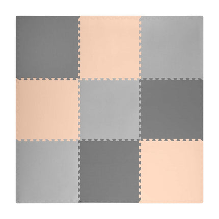 Skummåtte til børn 180x180 cm - Blød og skridsikker legemåtte i grå og ferskenfarve