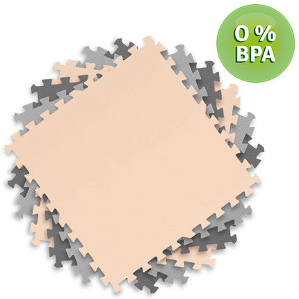 Skummåtte til børn 180x180 cm - Blød og skridsikker legemåtte i grå og ferskenfarve