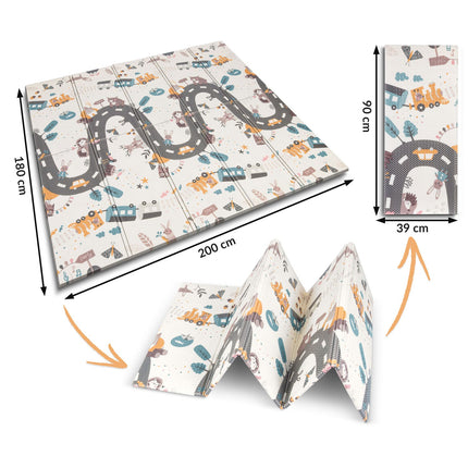 Foldbar skummåtte til børn 200 x 180 x 1 cm – tosidet legemåtte af XPE-skum