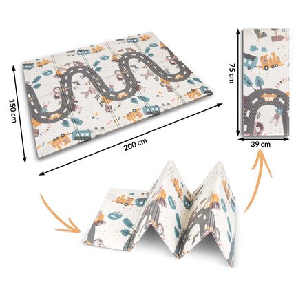 Foldbar skummåtte til børn 200 x 150 x 1 cm – tosidet legemåtte af XPE-skum