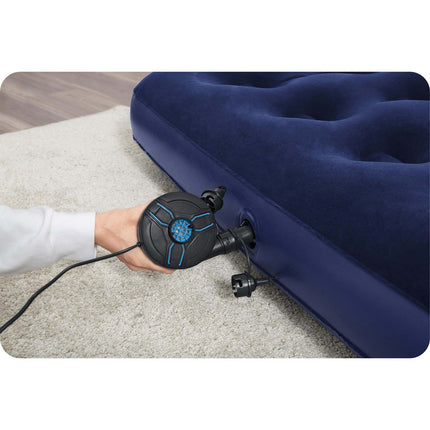 Dobbelt luftmadras 191 x 137 x 22 cm med elektrisk pumpe og velouroverflade – Bestway