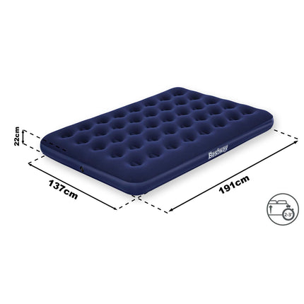 Dobbelt luftmadras 191 x 137 x 22 cm med elektrisk pumpe og velouroverflade – Bestway