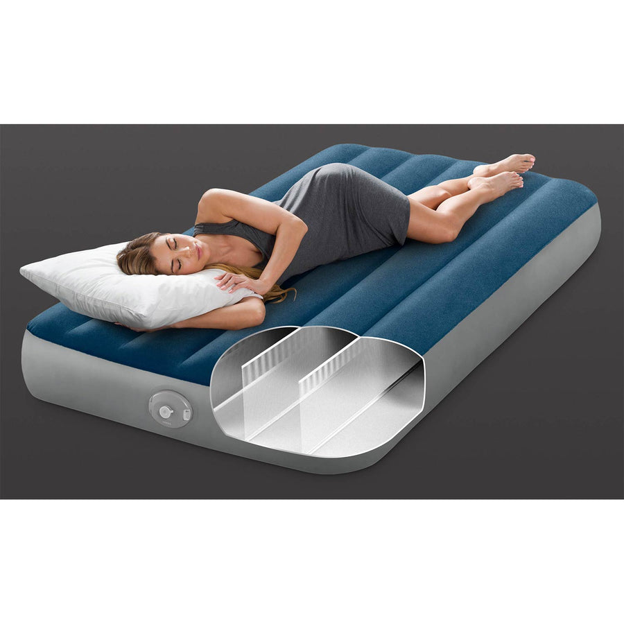 Luftmadras 191 x 99 x 25 cm til 1 person med indbygget genopladelig pumpe og USB-kabel – Intex