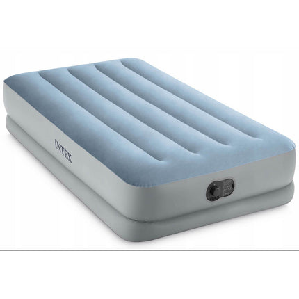 Luftmadras i velour 191 x 99 x 36 cm til 1 person med indbygget USB-pumpe, op til 136 kg – Intex
