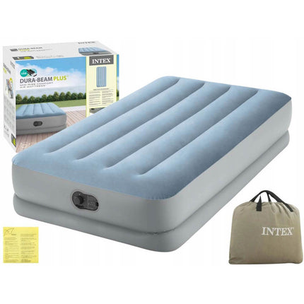 Luftmadras i velour 191 x 99 x 36 cm til 1 person med indbygget USB-pumpe, op til 136 kg – Intex