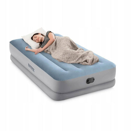 Luftmadras i velour 191 x 99 x 36 cm til 1 person med indbygget USB-pumpe, op til 136 kg – Intex