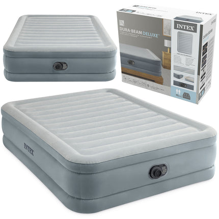 Dobbelt luftmadras 203 x 152 x 46 cm med indbygget elektrisk pumpe – Intex