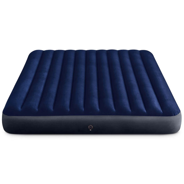 Oppustelig dobbeltmadras med stempelpumpe - 203 x 183 x 25 cm, komfortabel og holdbar til camping og gæsteværelset