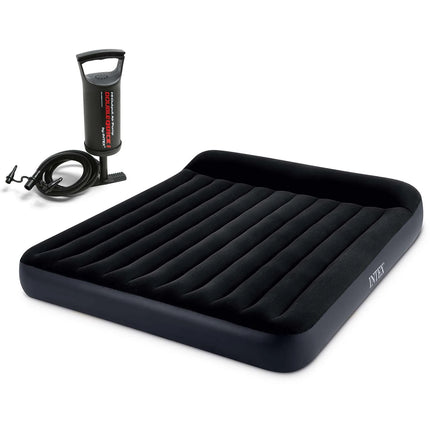 Oppustelig dobbeltmadras med stempelpumpe - 203 x 183 x 25 cm, komfortabel og holdbar til camping og gæster
