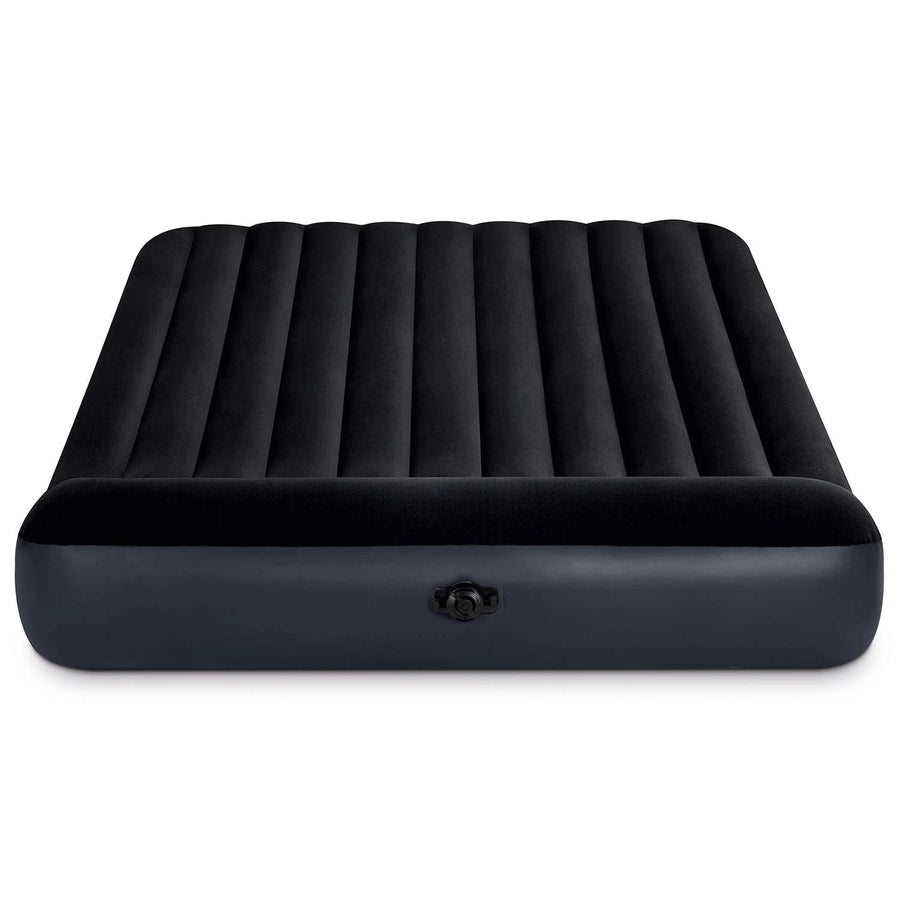 Oppustelig dobbeltmadras med stempelpumpe - 203 x 183 x 25 cm, komfortabel og holdbar til camping og gæster