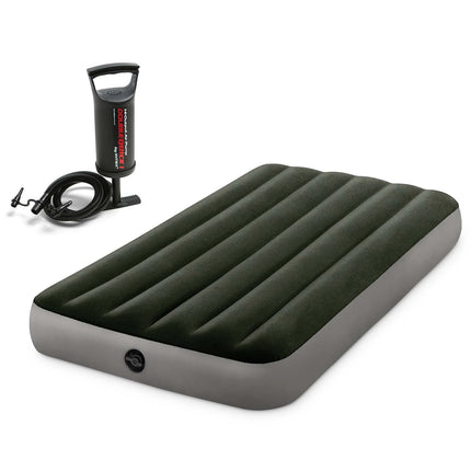 Oppustelig dobbeltmadras med stempelpumpe - 191 x 137 x 25 cm, komfortabel og holdbar til camping og gæsteværelset