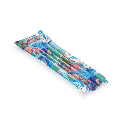 Oppustelig strandmadras 183 x 69 cm med to luftkamre, koralmotiv og reparationslap – Bestway