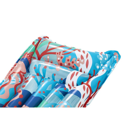 Oppustelig strandmadras 183 x 69 cm med to luftkamre, koralmotiv og reparationslap – Bestway