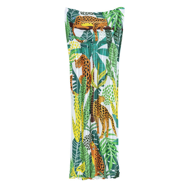 Oppustelig strandmadras 183 x 69 cm med to luftkamre, junglemotiv og reparationslap – Bestway