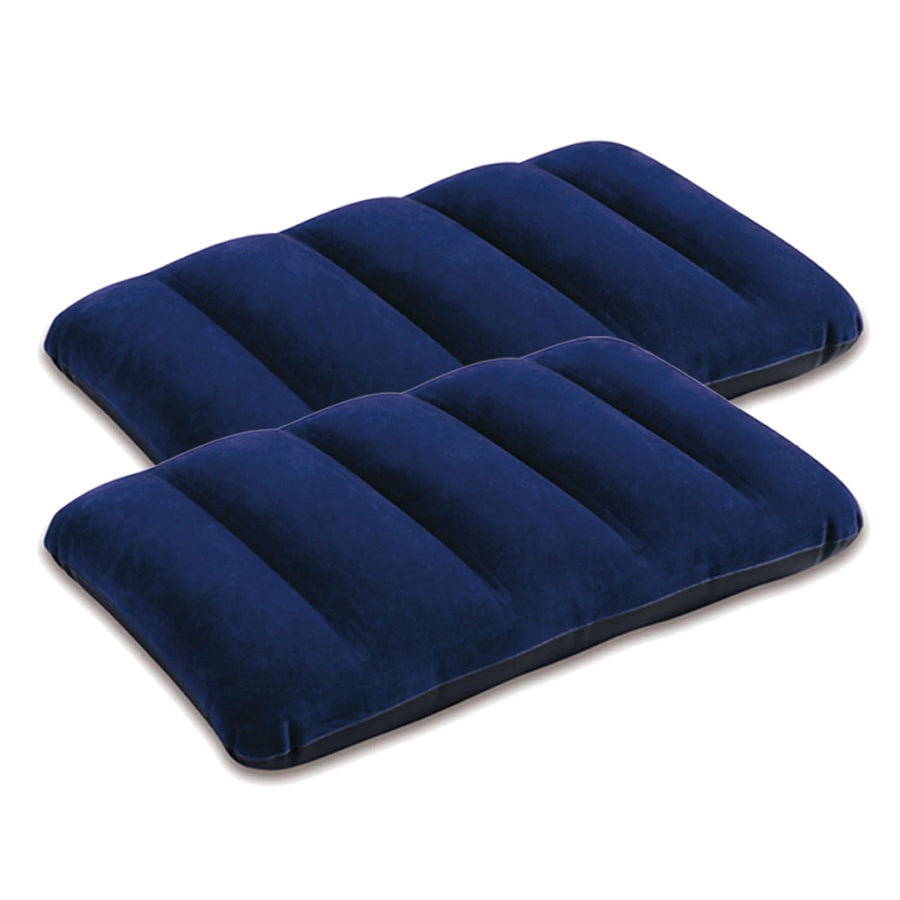 Oppustelig dobbeltmadras med stempelpumpe og puder - 203 x 152 x 25 cm, komfortabel til camping og gæster