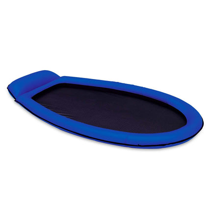 Oppustelig strandmadras med netbund 178 x 94 cm og indbygget pude – blå – Intex