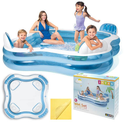 Oppustelig havepool med sæder - 229 x 229 x 66 cm, perfekt til familieafslapning
