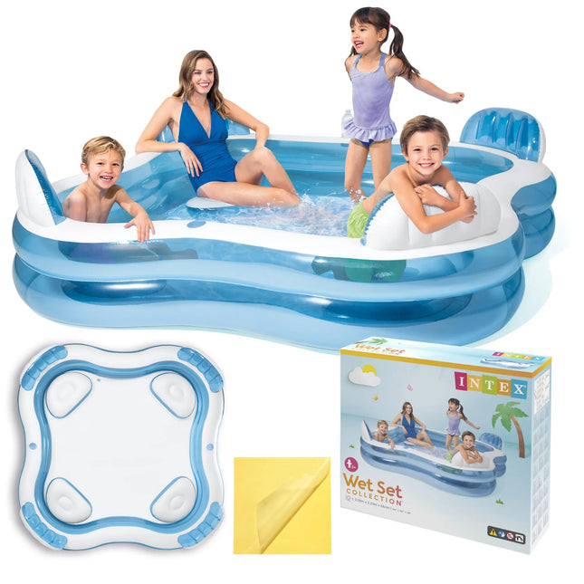 Oppustelig havepool med sæder - 229 x 229 x 66 cm, perfekt til familieafslapning