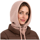 Beige balaclava i ribstrik med uld