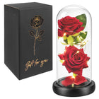 Rose i glas – lysende, 22 cm, Glimz