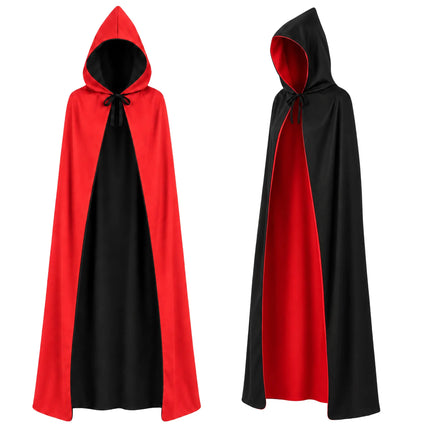 Vendbar vampyrkappe sort/rød 175 cm