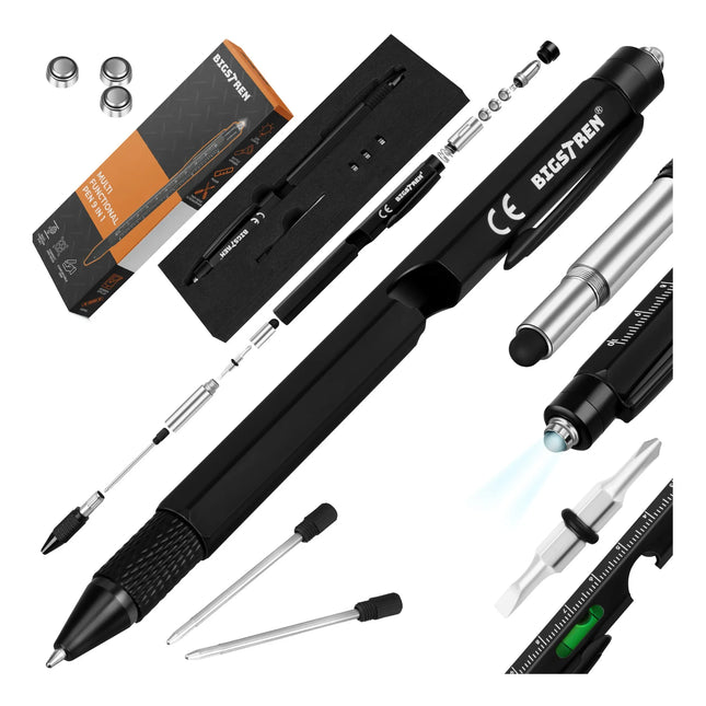 Multifunktionel pen - sort 9in1 Bigstren