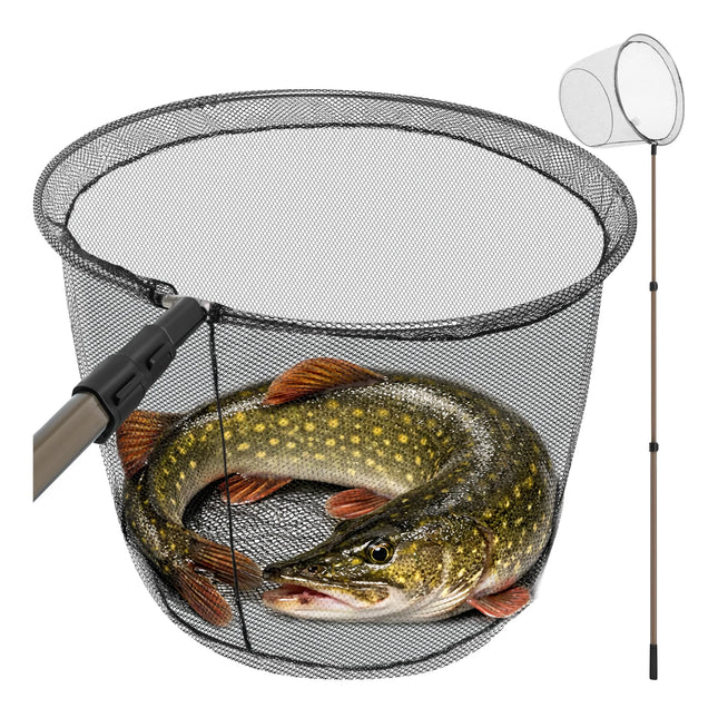 Teleskopisk fiskelanding net 335cm med dyb kurv og alu-skaft