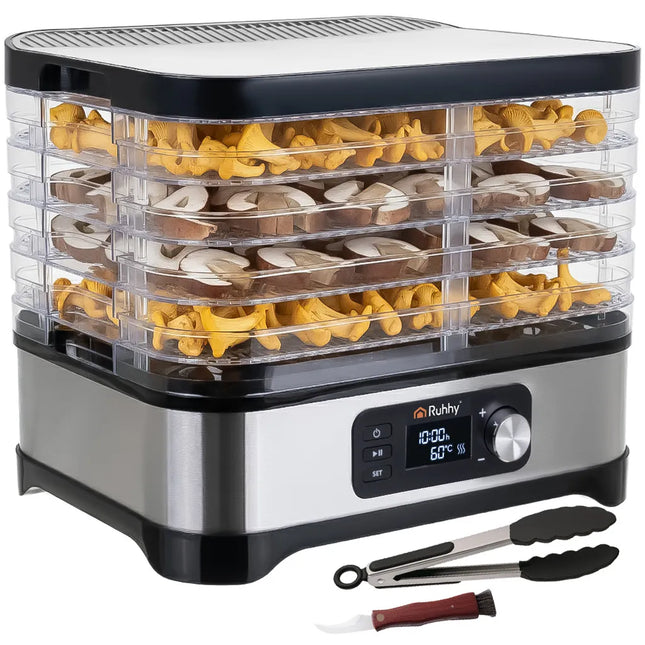 Dehydrator 10 L med 5 bakker og LCD-display